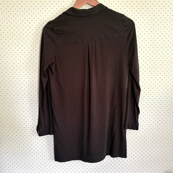 Eileen Fisher Button Down Tunic XS Black Shirt Top Capsule Minimalist Lagenlook - Picture 2 of 6